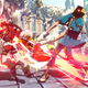 Guiltly Gear's paper bag-headed Faust smacks Sol Badguy with a baseball bat.